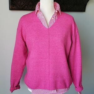 Vince Camuto Barbie Core Pink V-neck Pullover Sweater Women's XS
